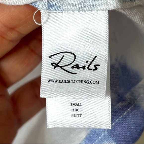 RAILS Thea Cloud Tie Dye Linen Blend Tie Waist Blouse—SZ. Small - Picture 12 of 17